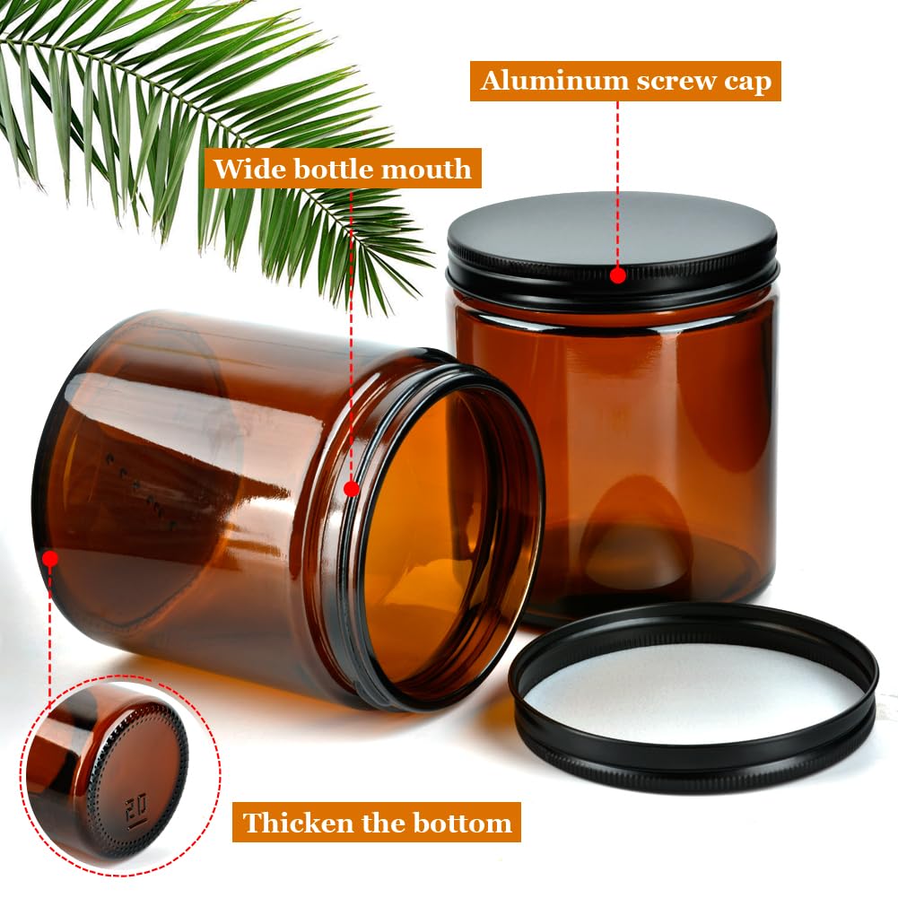 Barattoli per crema da riempire (450 ml x 4 pezzi), vetro marrone con tappo a vite, barattolo da farmacia, barattoli a vite con coperchio per crema, oli essenziali e lozioni.