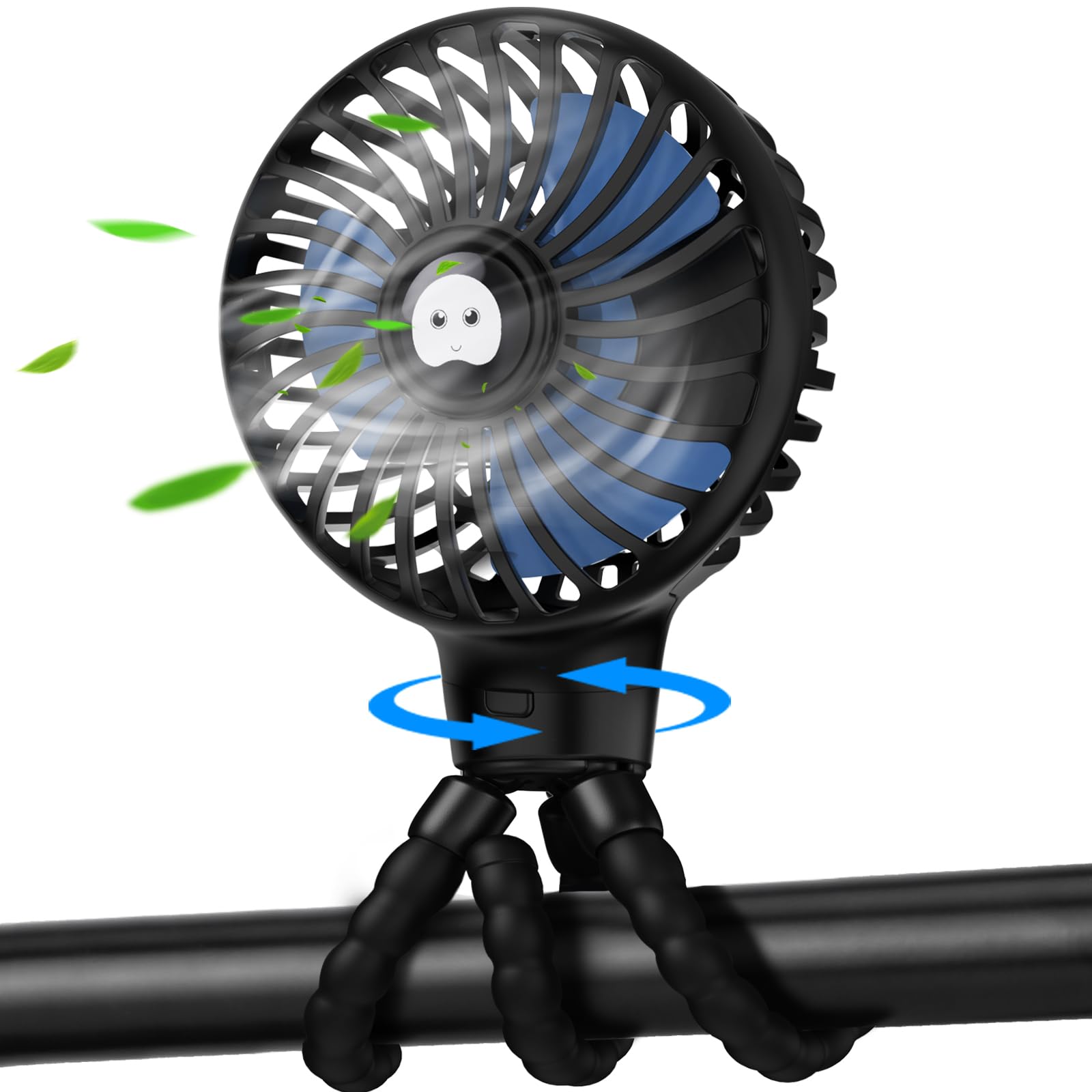 TAECCL Mini Handheld Stroller Fan with Flexible Tripod, Battery Operated Baby Fan Adjustable 3 Speeds Personal Portable Fan, Car Seat Fan for Crib Bike Treadmill Golf Cart Travel