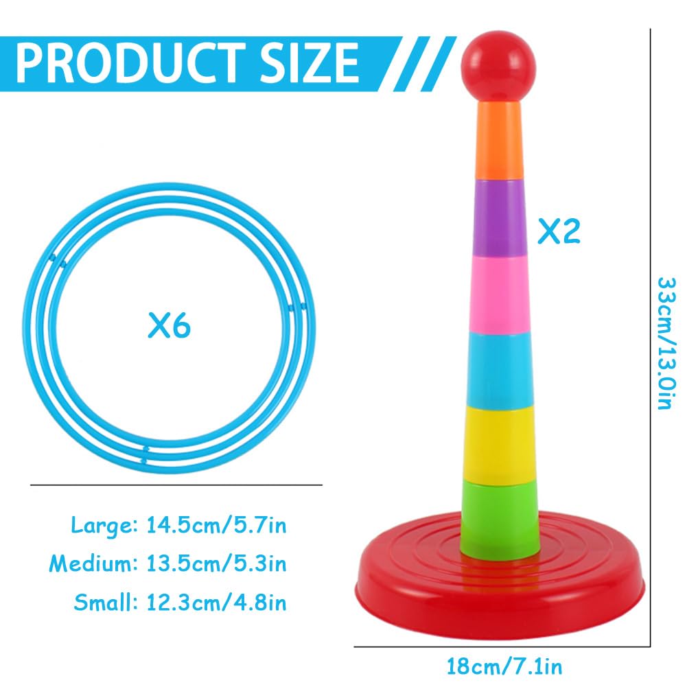 Toyfel Mitty Toss Jeu De Lanceur D'Anneaux En Bois FSC – Intérieur/Extérieur, 15 Anneaux, Sac De Transport Inclus, Pour Toute La Famille