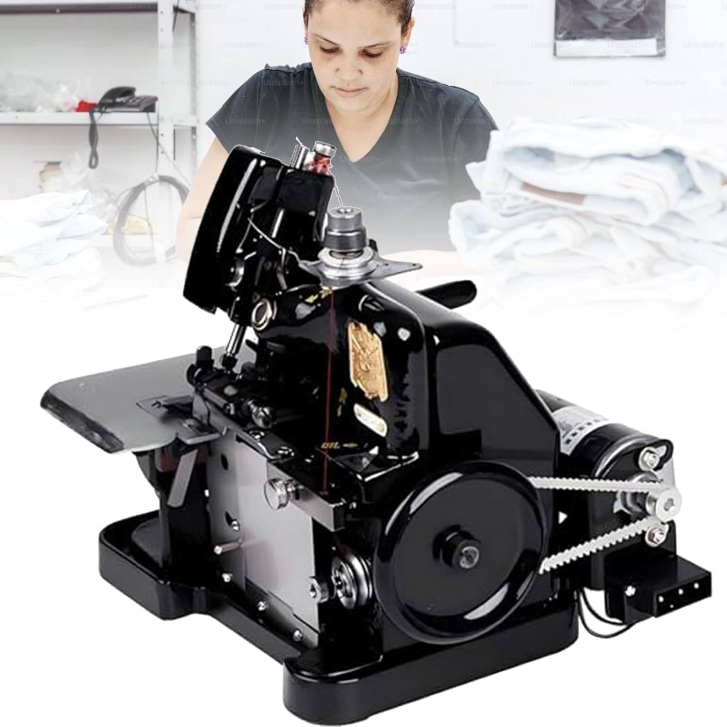 Máquina de Coser overlock, cortadora Industrial de overlock, con Kit de Accesorios | Motor Potente, Ancho de overlock de 3-5 mm, para dobladillos y Costura Black