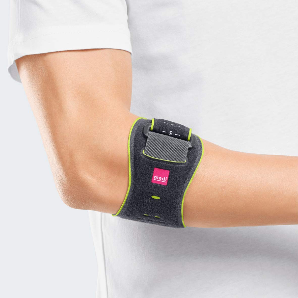 medi Epibrace - Epicondylitisspange unisex - grau/grün - Unterarmbandage zur Schmerzlinderung der Sehnenansätze- Beidseitig tragbar - Tennisarm oder Golferarm