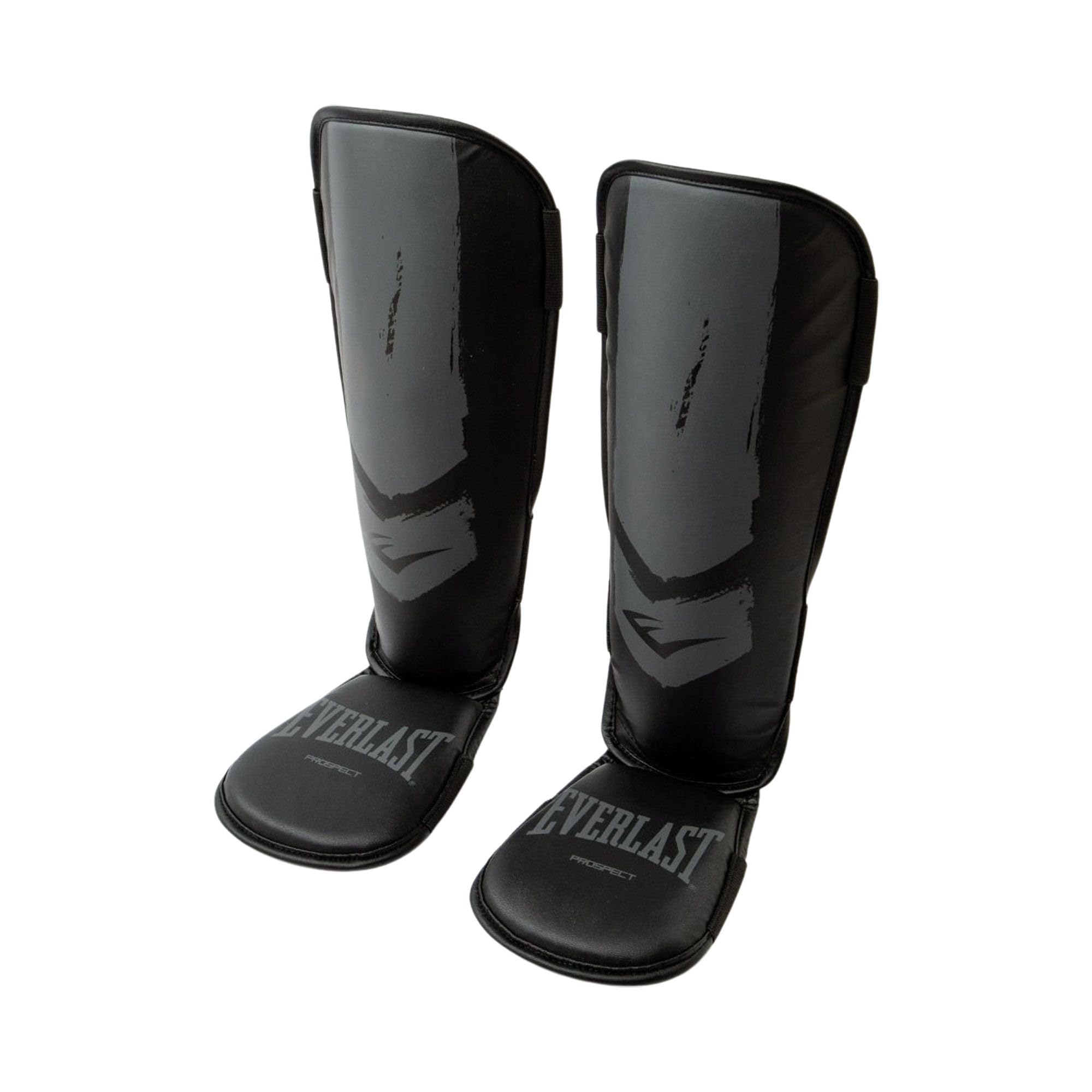 Everlast Prospect Youth Shin Guards L/XL, Two-Piece, Shock Absorbent Padding, Foot & Shin Protection, Kids Kickboxing & Muay Thai
