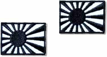 黒い軍帽 日章旗バッジ付き Amazon.co.jp: 刺繍 アイロン 小さいワッペン【海軍旗・小】旭日