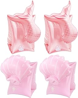 4 Pcs Inflatable Swimming Armbands, Swim Float Arm Bands Floating Sleeves, Swimming Arm Rings Tube Floaters Armlets for Boys Girls Pool Water Sports Swim Training Aids for Kids Aged 3-6