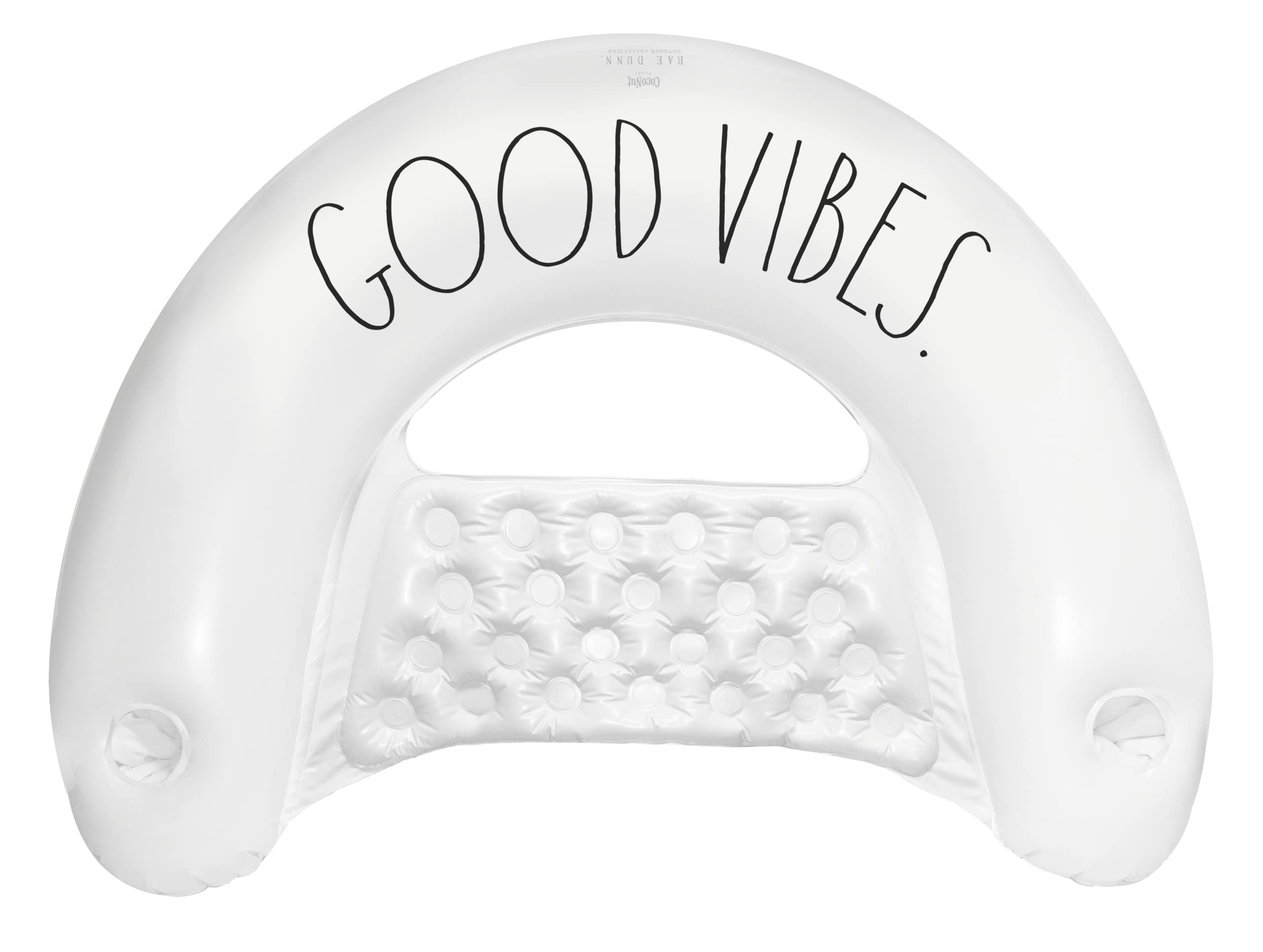 Coconut FloatRae Dunn x Chill Chair Lounger - New! Good Vibes Theme - Adult Size Multi-Purpose Inflatable Drifter & Lounge Chair - Versatile Ride-On for Summer & Swim Parties