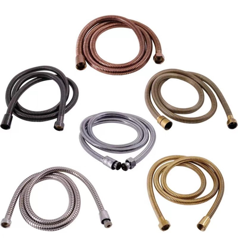 Flexibler Duschschlauch, 1 m, verdrehsicher, G1,27 cm, gebürsteter goldfarbener Edelstahl, 1,5 m, antikes Sanitärrohr, langlebig, Badezimmer-Duschkopf-Anschluss, graues Wasserzubehör