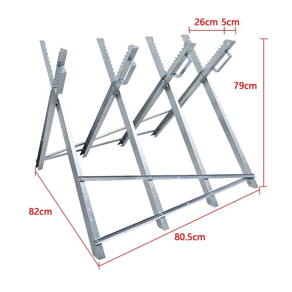 UISEBRT Cavalletto per motoseghe in legno, pieghevole, portata 150 kg, per sega a catena, per legna, 83 x 83 x 79 cm, in acciaio