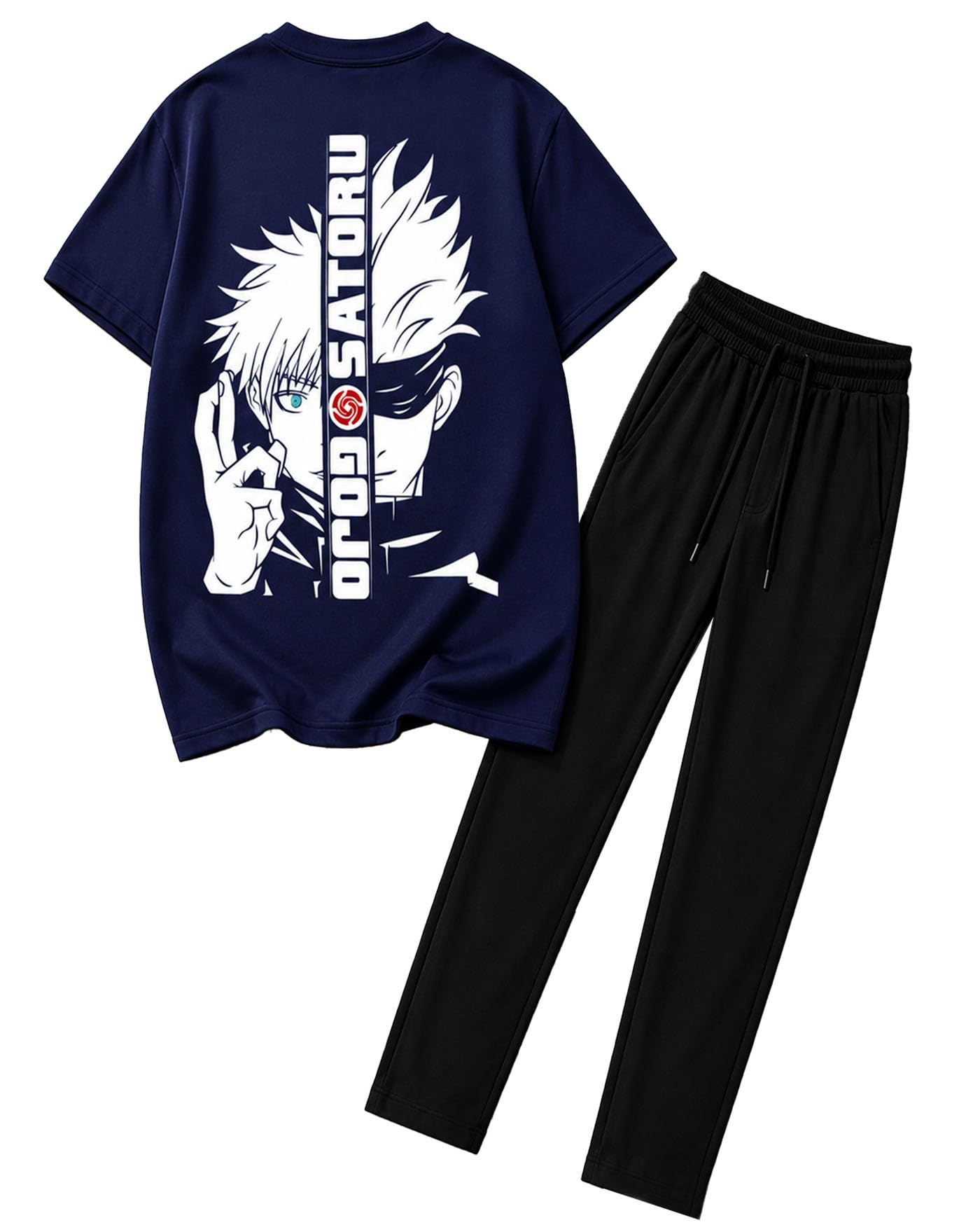 ausk Men's Premium Oversized Co-Ord Set, Round Neck Graphic Printed T Shirt with Solid Track Pant, Soft Breathable Casual Wear Co-Ord Set for Men-picture-56