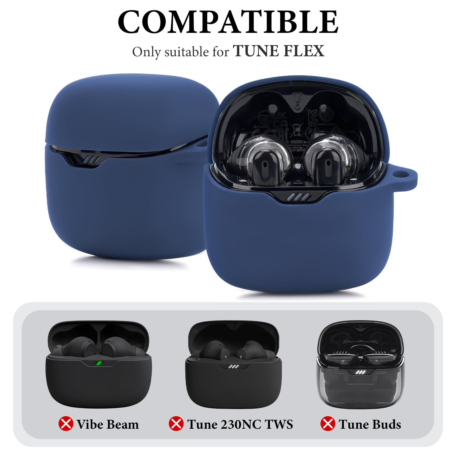 Geekria Coque En Silicone Compatible Avec Les écouteurs Sans Fil JBL Endurance Race True, étui De Transport De Protection Avec Crochet Porte-clés, Port De Charge Accessible (vert