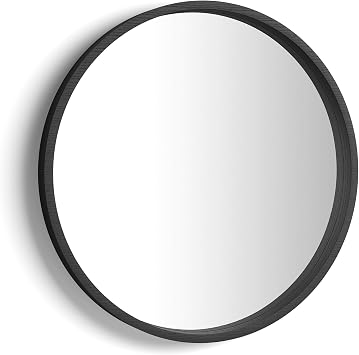 Mobili Fiver, Olivia Round Mirror, 25.19 in Diameter, Ashwood Black, Made in Italy