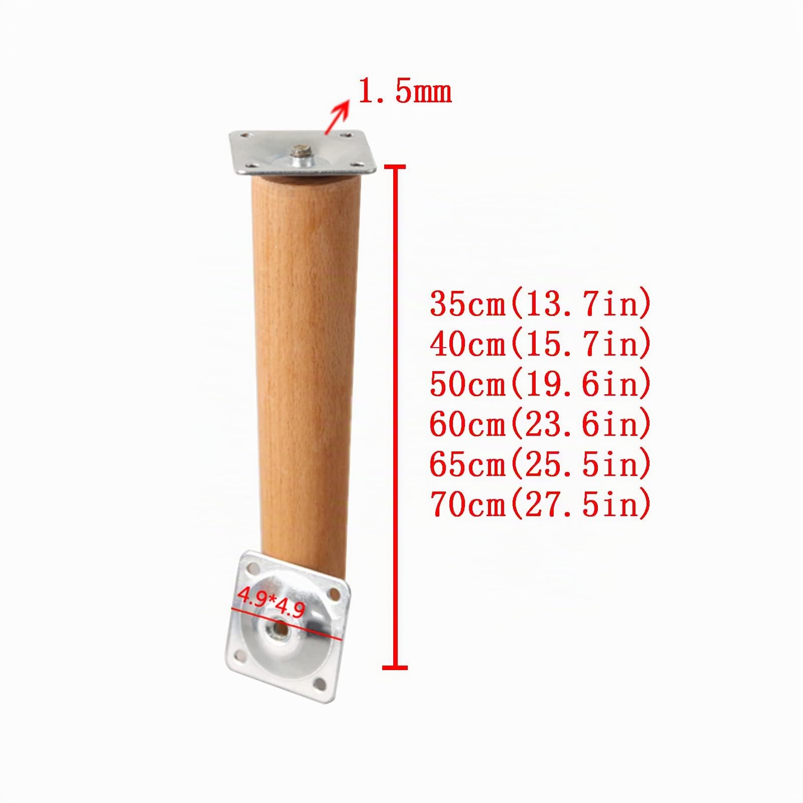 Patas Mesa Madera,Patas Muebles Haya Patas Repuesto Gabinetes Centro Cónicas para Mesa Armario Banco Estantería Mueble TV 4 Pcs (70cm(27.5in))
