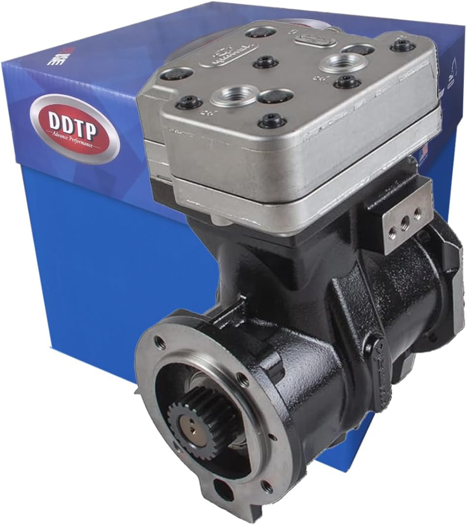 DDTP Air Brake Compressor, compatible with Cummins N14, ISM, ISB, QSB, ISF Direct replacement for Part # 3104324, 3558163, 4952756, 9111535200