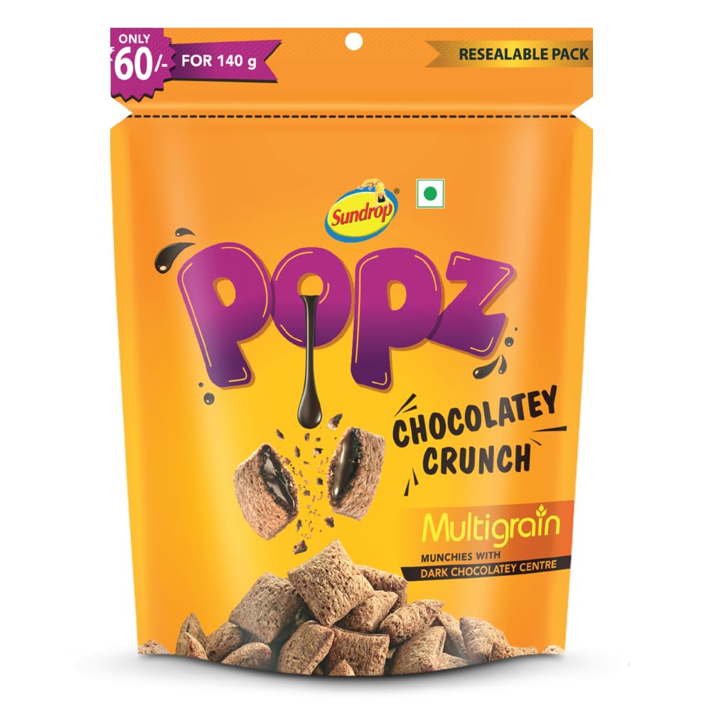 Sundrop Chocolate Popz , Multigrain Crunchy Chocofills-125 Grams (Weight May Vary)