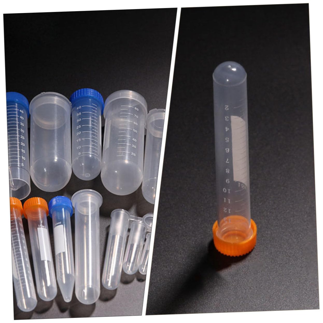 100 pièces Centrifugal Tubes avec Bouchons à Vis Étanches Lot pour Laboratoire Biologie et Hôpital Tubes Essai Coniques Transparente Résistants à Couleur Aléatoire