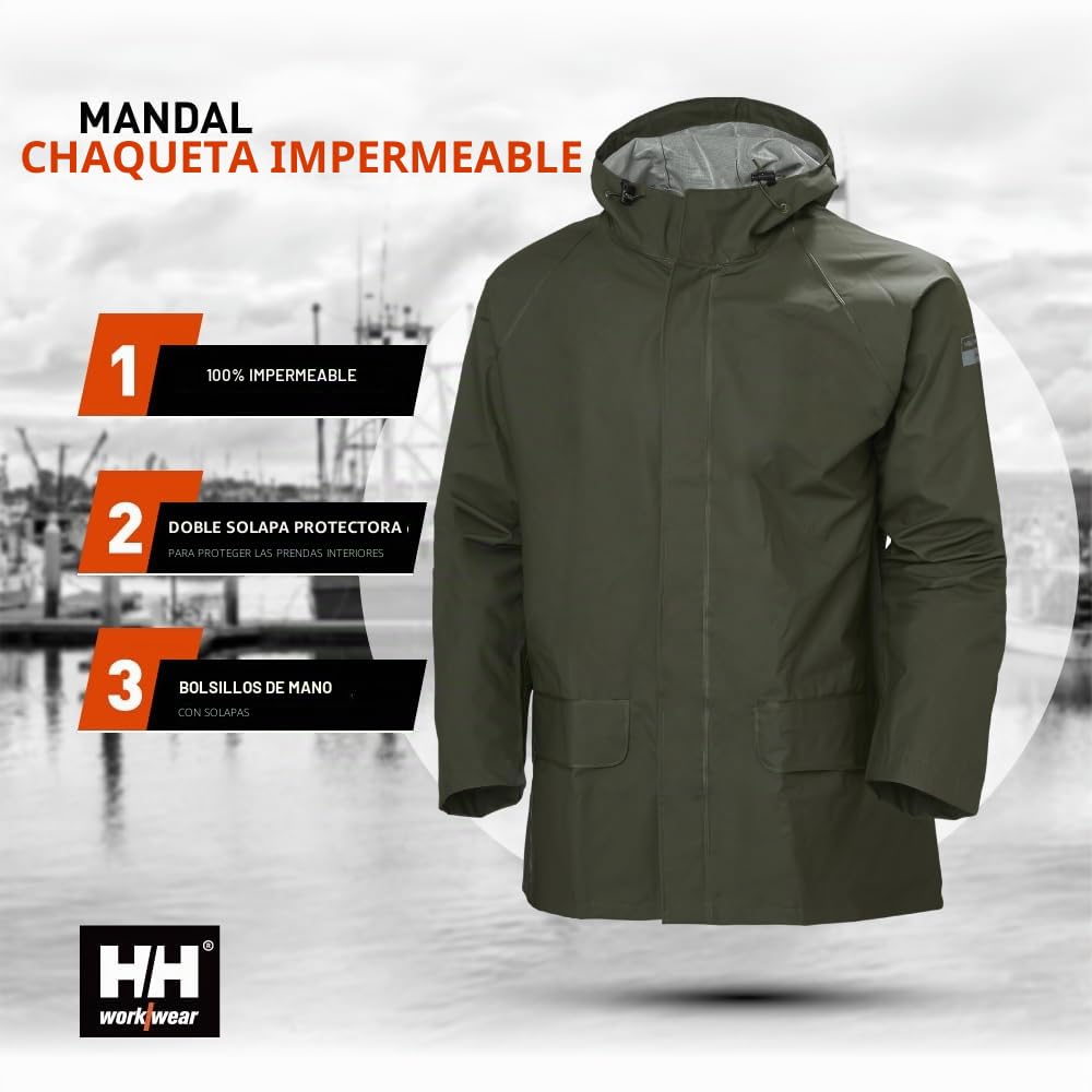 Helly Hansen Mandal, 70129_480-L Chaqueta Impermeable, L, Verde