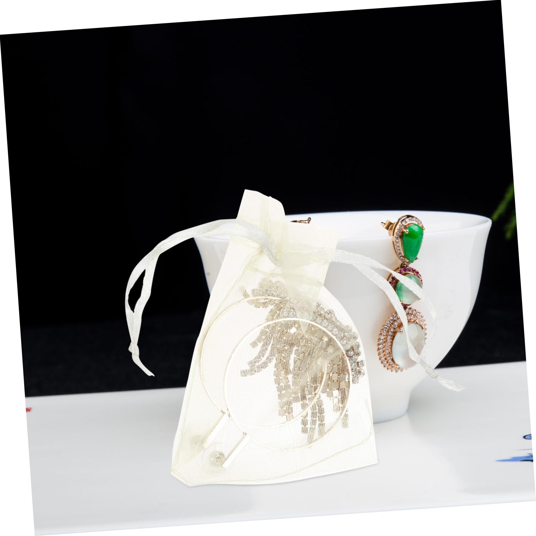 SEWOART 400stücke Organza Schmuckbeutel Mit Kordelzug Elegante Geschenktüten Für Hochzeiten Partys Geburtstage Und Festlichkeiten Milchweiß