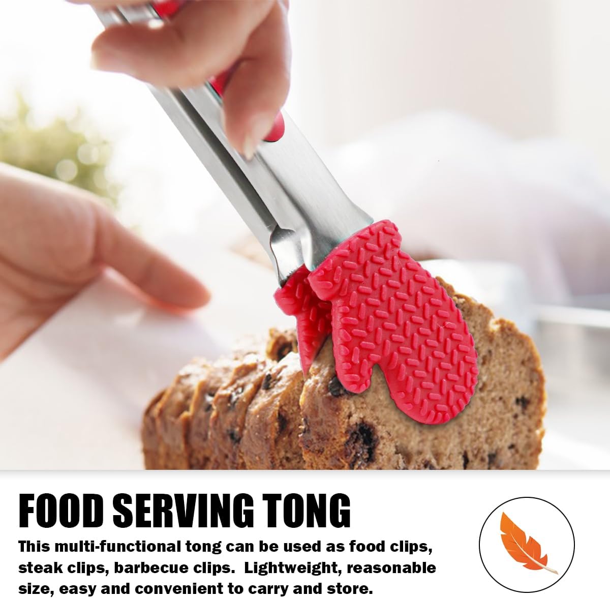 Kitchen Tongs for Cooking Non Stick Cooking Tongs Silicone Tongs Kitchen Tongs with Silicone Tips Stainless Steel Tongs (Red)