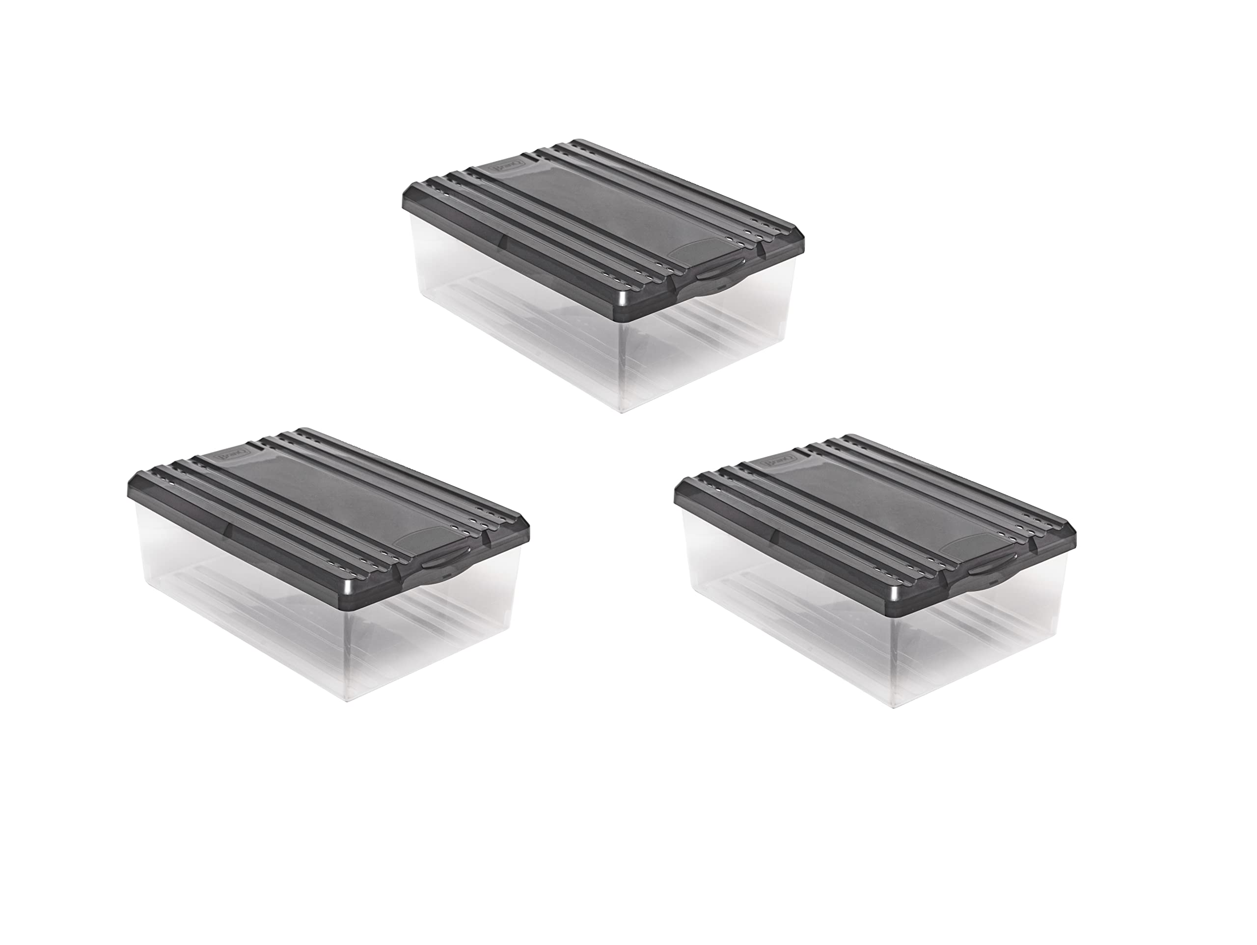 BranQ - Home essential Scarpiera Shoe Box con fori di ventilazione e coperchio, in plastica, 8 l, set da 3 pezzi