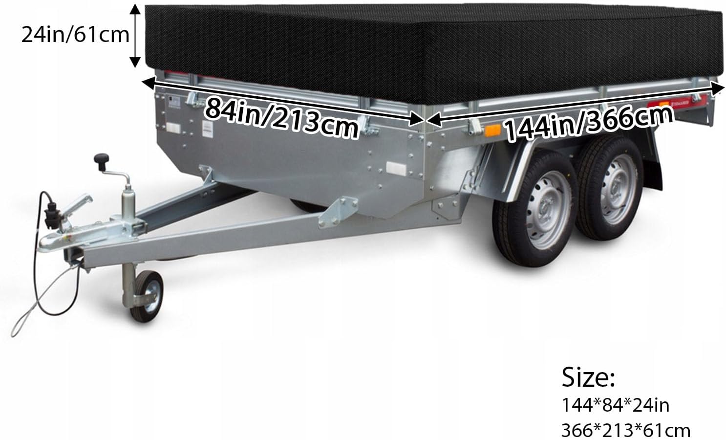 Utility Trailer Cover, Waterproof Dust Heavy Duty Dump Trailer Cover, 420D Heavy Duty Oxford Fabric, Dump & Utility Trailer Cover no ramp gate, Wind-Proof/Anti-UV (7 * 12,Black)