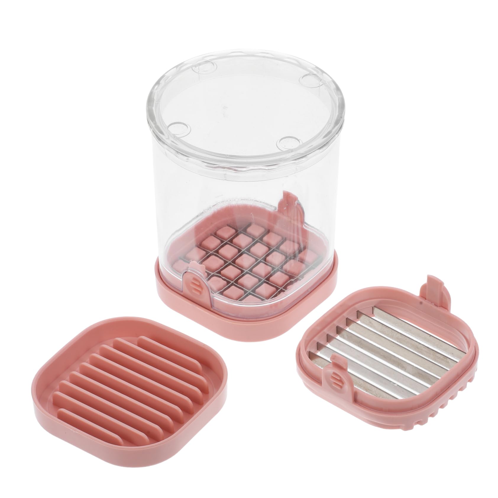 AUTSUPPL Quick Slicing Fruit Vegetable Cutter Cup Portable Stainless Steel for Strawberries Bananas Eggs Includes Built Storage Container for Prep