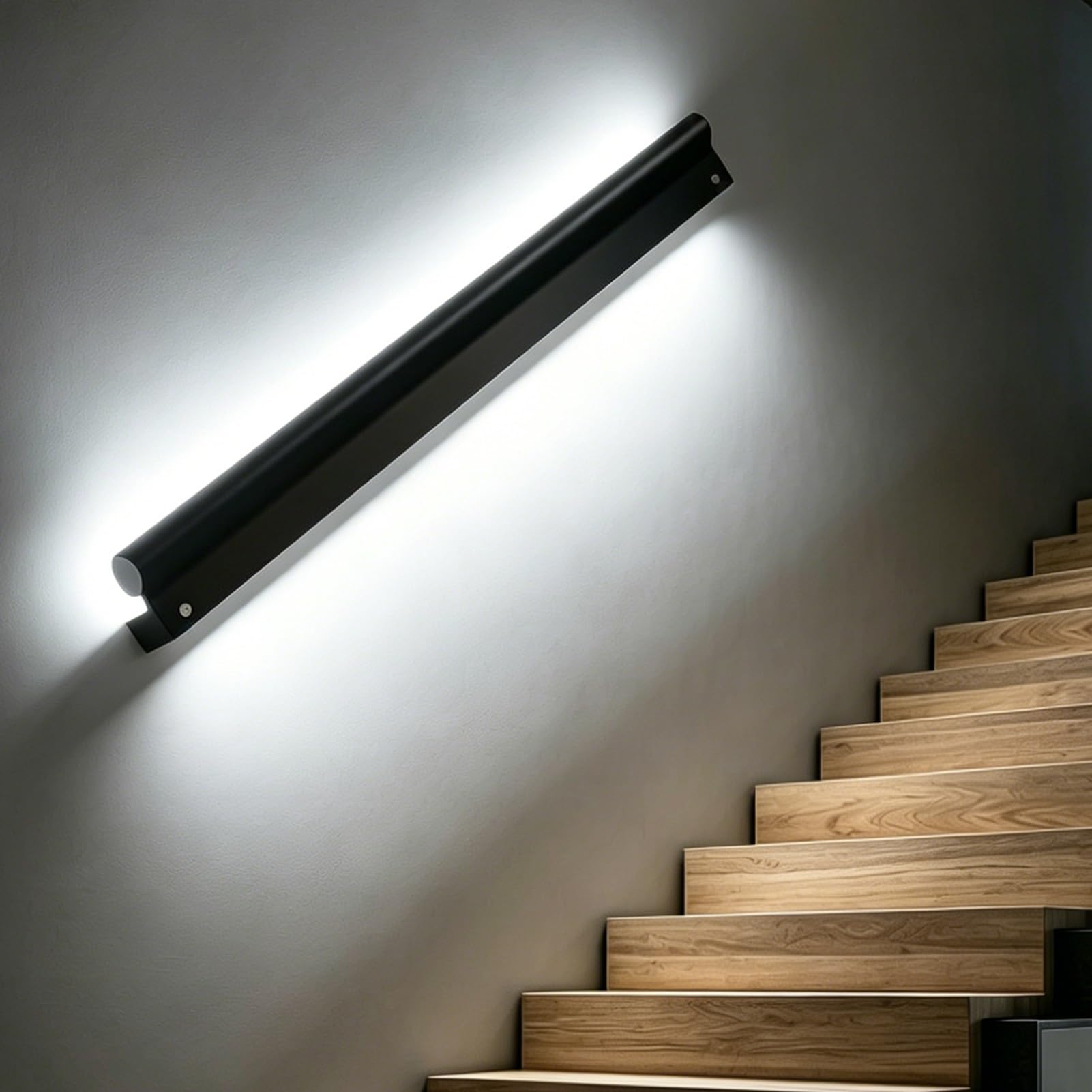 LED Lighting Stair Handrail for Safety & Ambiance, Illuminated Indoor Banister Handrail, DIY Cuttable Support Stair Railing with Motion Sensor(White Light,500cm/16.4ft)