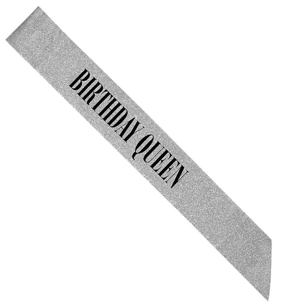Anderson's Glitter Gold & Black Birthday Queen Sash – Stylish Party Accessory for Women & Girls, Elegant Birthday Decoration for Mom, Princess Theme