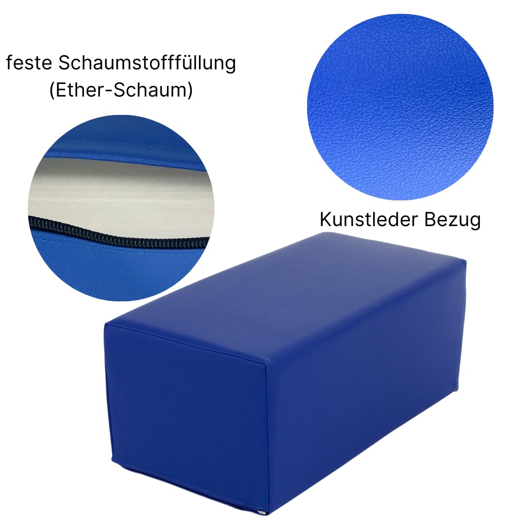 ATC Handels GmbH Stufen-Lagerungskissen 50 x 25 x 20cm aus qualitativem Ether-Schaum mit Kunstlederbezug, verstecktem Reißverschluss und Flächendesinfektionsmittel-Reinigungsmöglichkeit (blau)