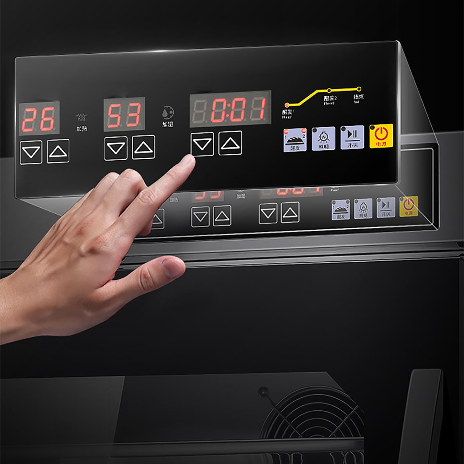Gabinete De Fermentación De Masa, Caja De Fermentación para Hornear Comercial + Horno Eléctrico, 8 Capas 132L De Gran Capacidad, Humidificación por Vapor Y 12 Funciones De Menú De Memoria
