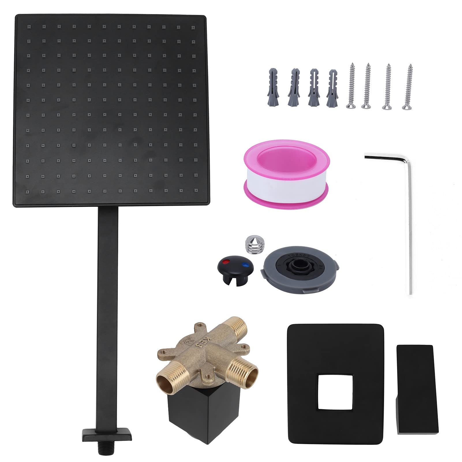 Rociador de ducha de una sola función Boquilla de cabezal de ducha oculta Latón duradero Negro mate Accesorio de baño de 9 pulgadas para la renovación del baño del hogar