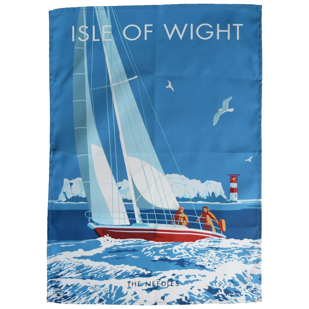 Town Towels Blue,White,Red Isle Of Wight - The Needles Tea Towel