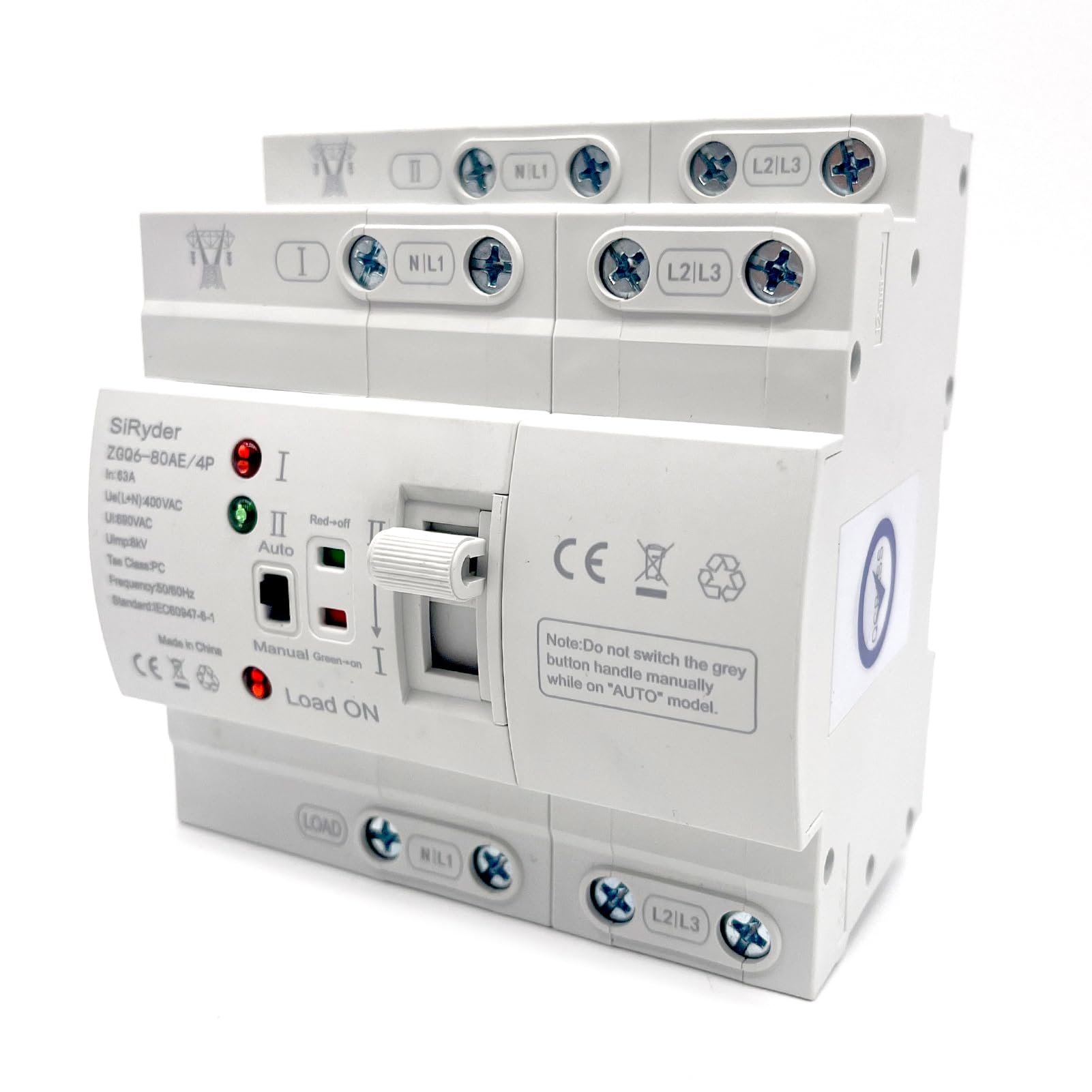 Automatischer Transferschalter 220V DIN Schiene 4P 63A ATS Dual Power Notstrom Umschalter