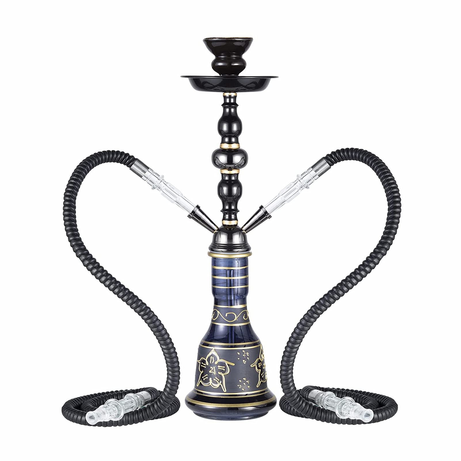 Juego De Nargota, 2 Manguera Premium Shisha Hookah Kit, Cubo Micro Modern Cube Hookah Acrílico Con Tazón De Cerámica Y Pinzas De Carbón Florero De Vidrio Cenicero.