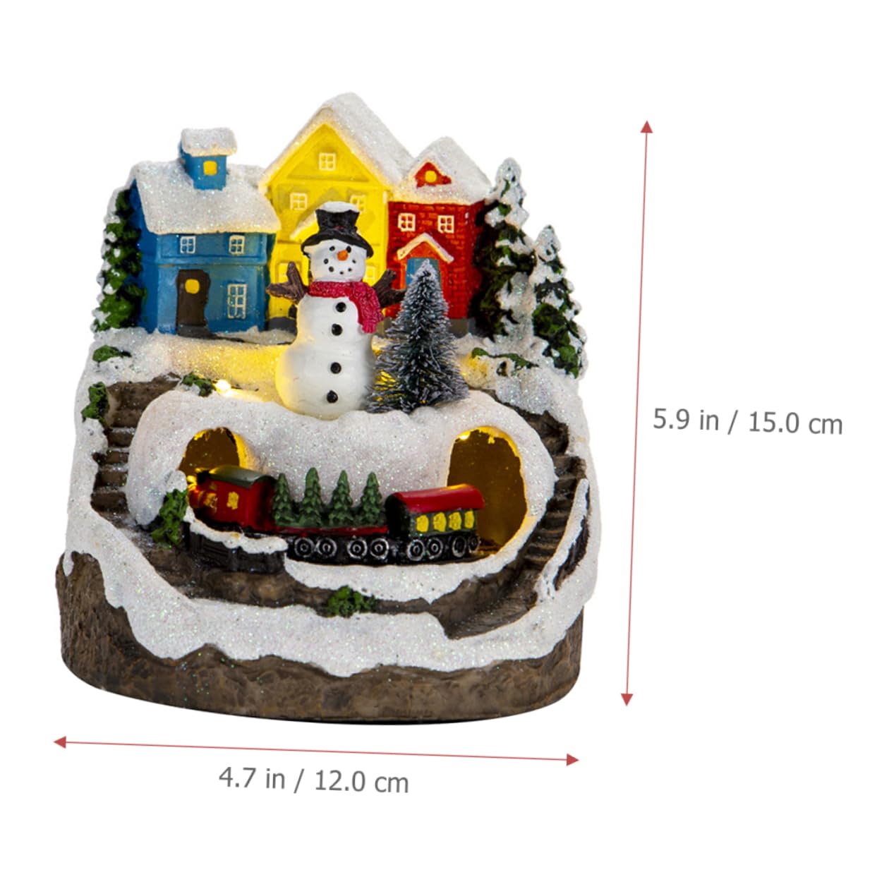 GRIRIW Music Lighted House with Animated Train Christmas Village Tabletop Decoration Holiday Ornament for Christmas Table Decorations Snowman Design