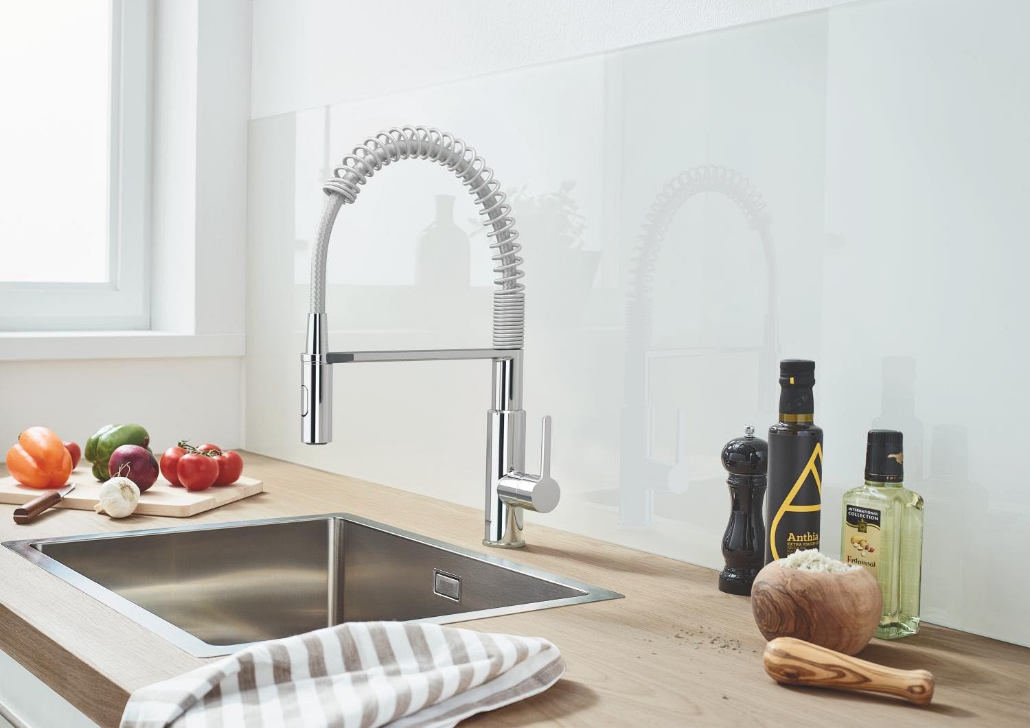 GROHE Mitigeur monocommande 2 jets Robinet évier de cuisine avec douchette extractible Chromé 30361000