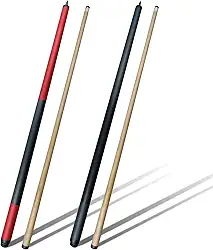 Conjunto de 2 bastões de sinuca profissionais de madeira de bordo canadense de 58 polegadas - Bastões de sinuca de bar para mesa de sinuca - Ponta de couro macio de várias camadas - Bastões de