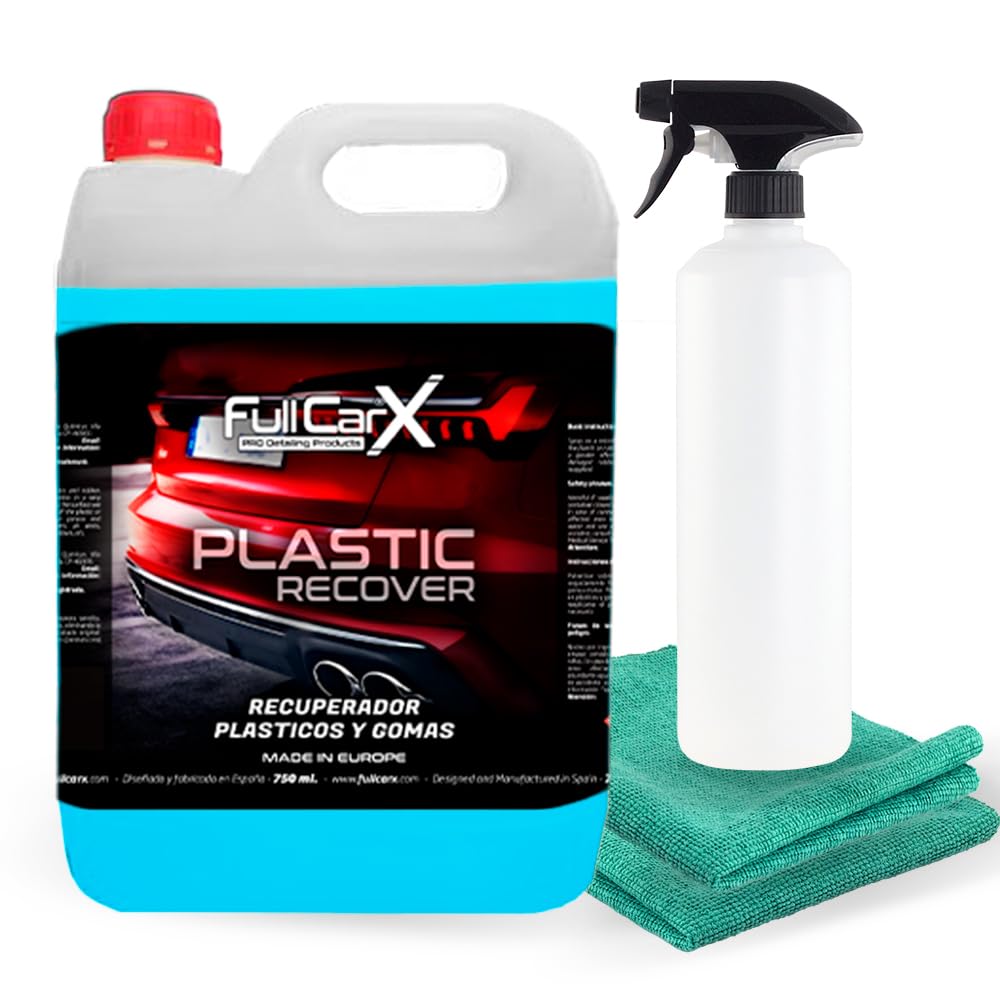 FULLCARX Plastic Recover 5 Litres Rénovateur Plastique Voiture Intérieur Extérieur, Nettoyant Brillant, Effet Immédiat, Finition Satinée, Récupération, Produit Nettoyage Detailing Professionnel