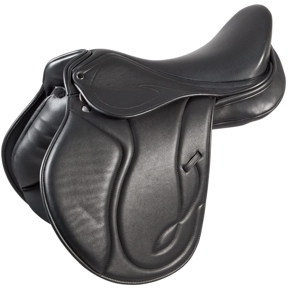 PFIFF 102871 Vielseitigkeits-Sattel Linus, Ledersattel halbtiefer Sitz, Schwarz Cob/Full 17.5 Zoll
