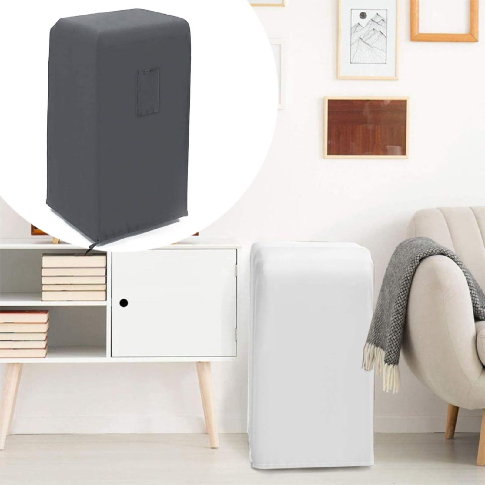 Custodia protettiva antipolvere per condizionatore d'aria, portatile, con tasca laterale per telecomando, grigio, 40 x 45 x 76 cm (grigio)