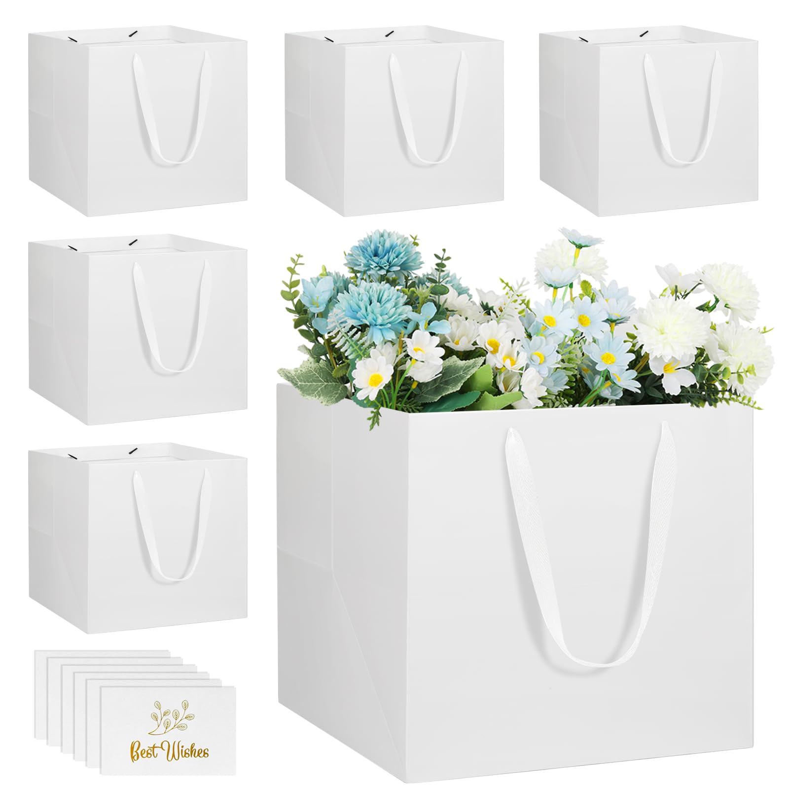 NAHRMY 6 Stück Große Geschenktüte Papiertüten Weiß 25 x 25 x