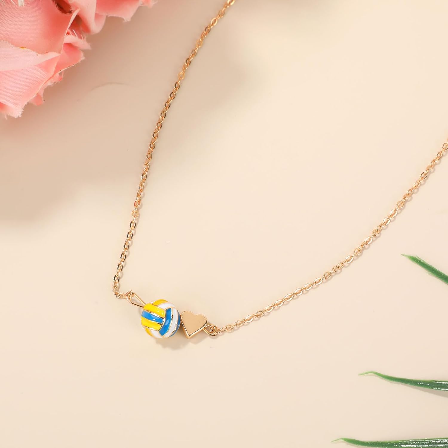 Volleyball Necklace for Women, Gold Heart & Volleyball Necklace Stylish Jewelry Gifts Sport Theme Accessories for Women - Image 5