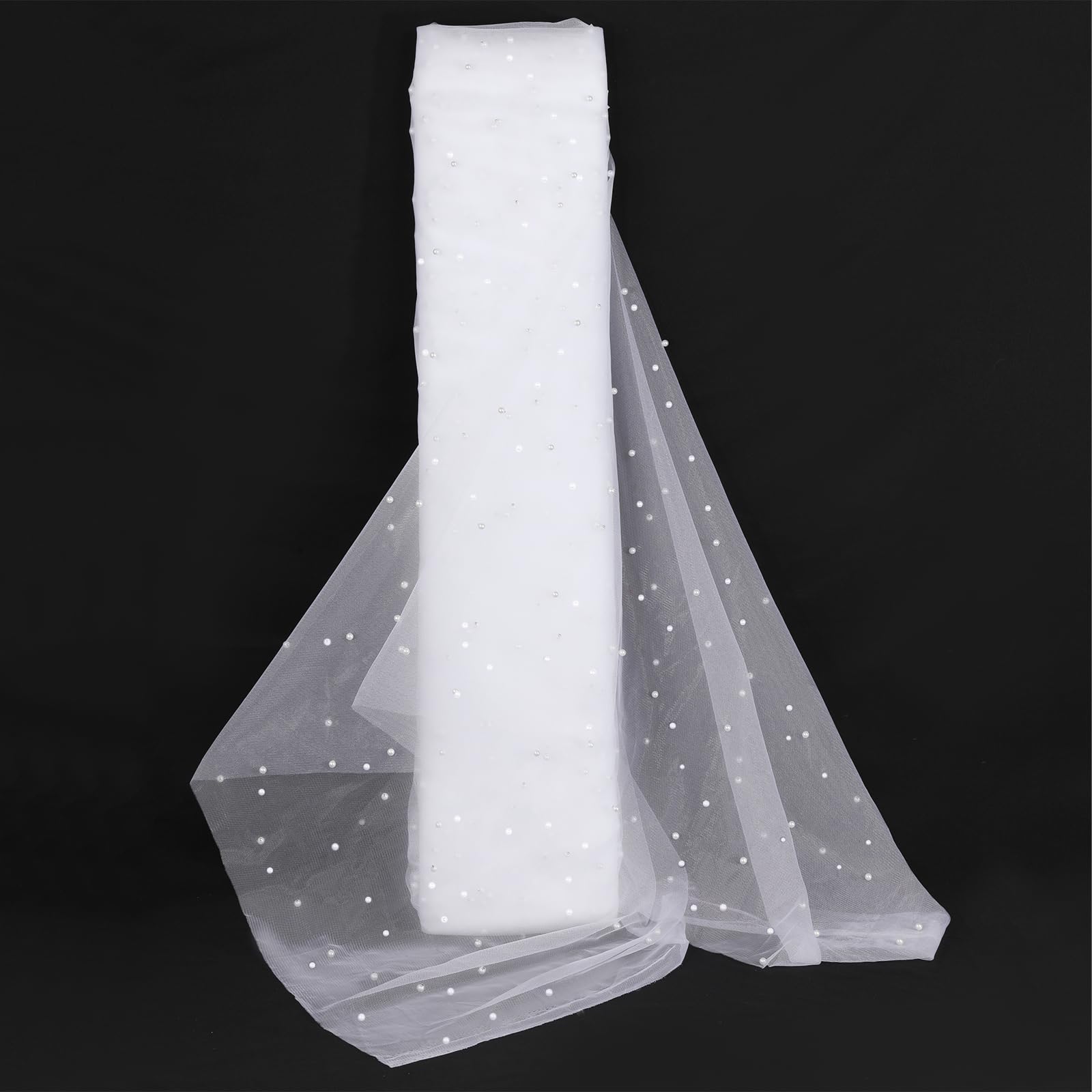 Amazon.com: White Tulle Fabric 4 Yards Pearl Beaded Tulle by The