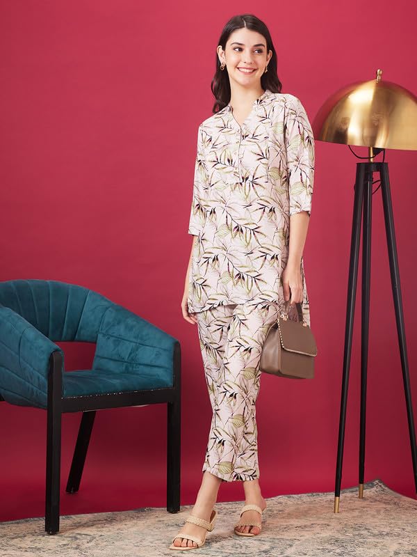 Image of AV2 Women's Maternity Night Suit Set|Nursing|Feeding Printed Tunic & Bottom Coord Set 2426