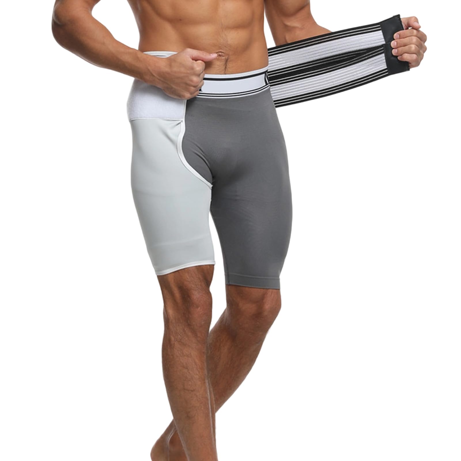 Mzran Men's Multicolor Adjustable Compression Thigh Sleeve With Waist Belt Hip Brace Wo Lumbar Bandage Sports Stabilizer For Lumbar