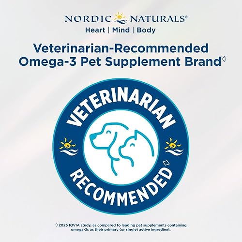 Vista 8 de Nordic Naturals Omega-3 Pet, Unflavored - 180 Soft Gels - 320 mg Omega-3 Per Soft Gel - Fish Oil for Dogs with EPA & DHA - Promotes Heart, Skin