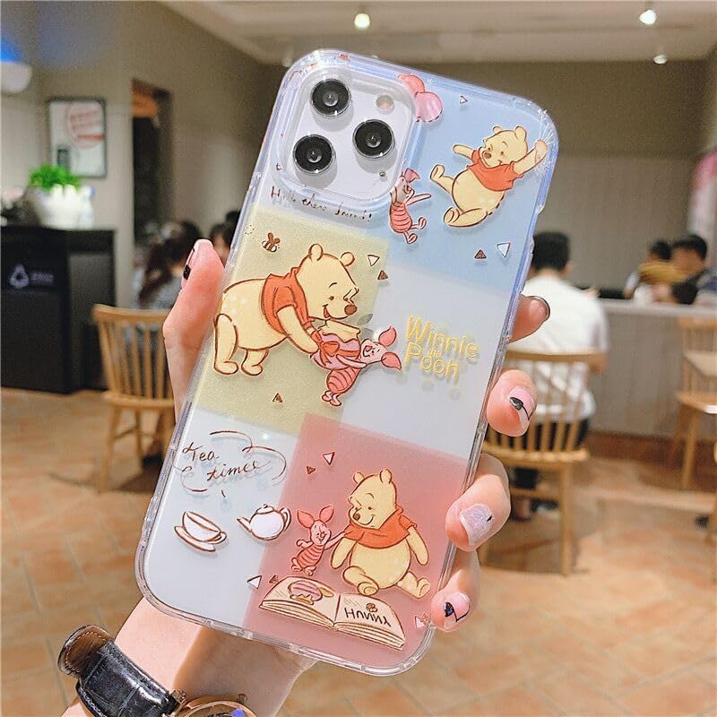 Miniatura 5 de iFiLOVE Linda funda para iPhone 15 Pro Max, para niñas y mujeres de dibujos animados de Winnie The Pooh, delgada, suave TPU transparente, funda