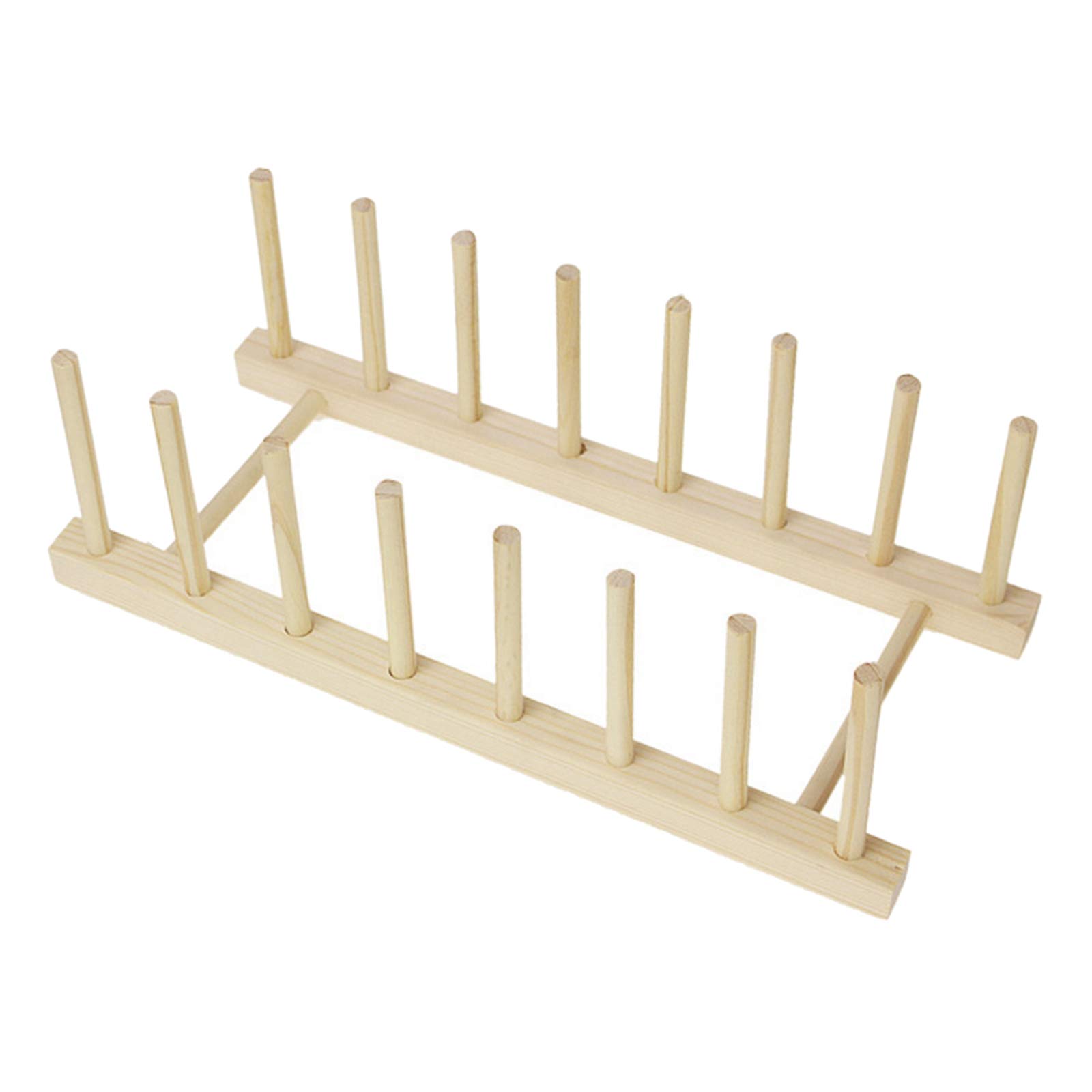 Milageto 8/16 Spools Wood Sewing Thread Rack Embroidery Storage Organizer Holder - Large