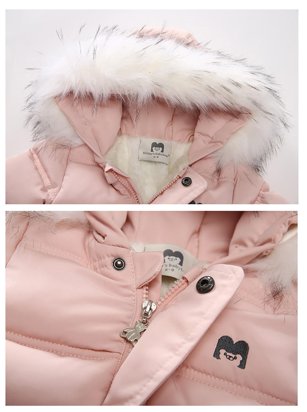 Mono de nieve para niños, invierno, para bebé, niña, niño, acolchado, con capucha, piel, traje de esquí, chándal cálido