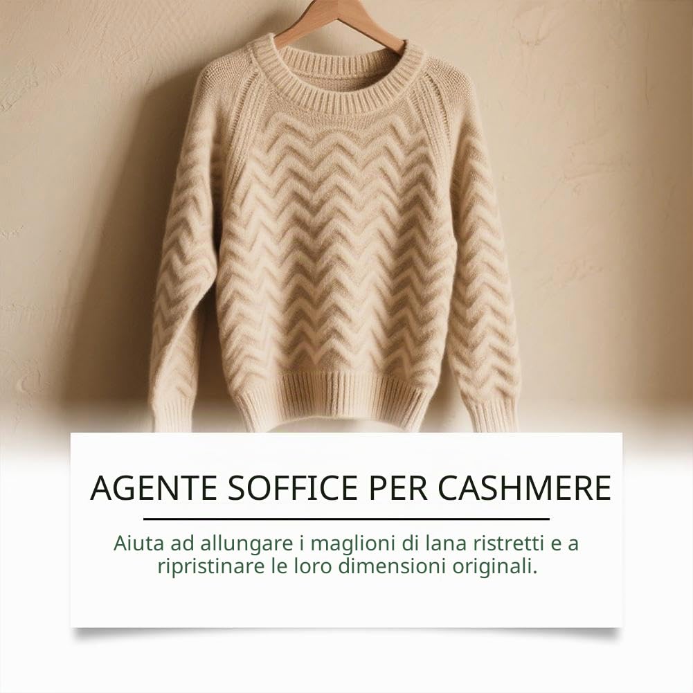Soluzione riparatrice restringente per maglioni di lana 100 ml, ripristina tessuti lana e cashmere, trattamento nutriente