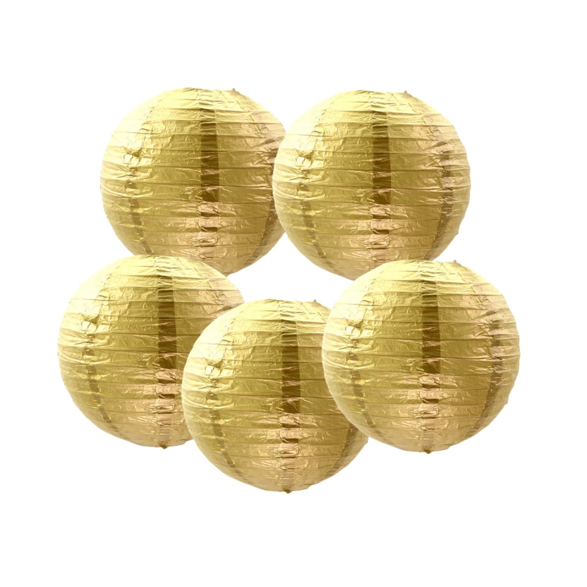SrchJoy Paper Lanterns Pack of 5 Chinese Wedding Paper Lantern lampshade Lights Round Hanging Lantern for Birthday Party Decorations (Gold, 5 Pcs - 14" (35cm))