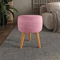 Puff Redondo Banqueta Estofada Decorativa Pé Palito (Rosa)